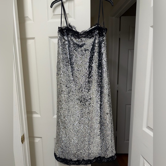 NWT Gianni Bini x Lilly Sisto Allegra Sequin Lace Trim Midi Slip Dress 8 - Picture 8 of 11